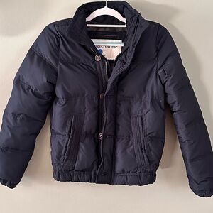 Abercrombie Kids Down/Feather Jacket Puffer Navy Zipper & Button Close Y2K Retro